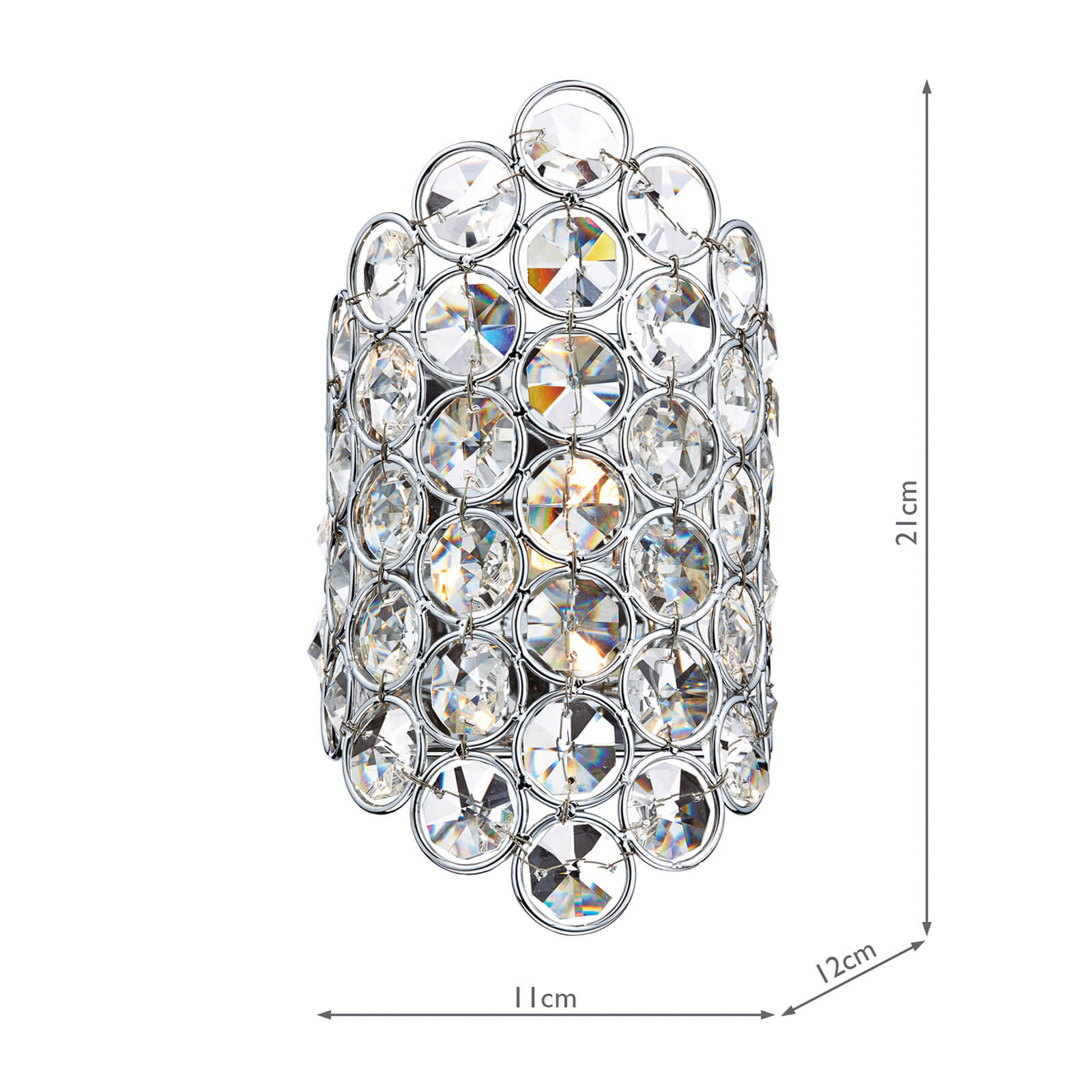 Frost wall light with faceted crystals