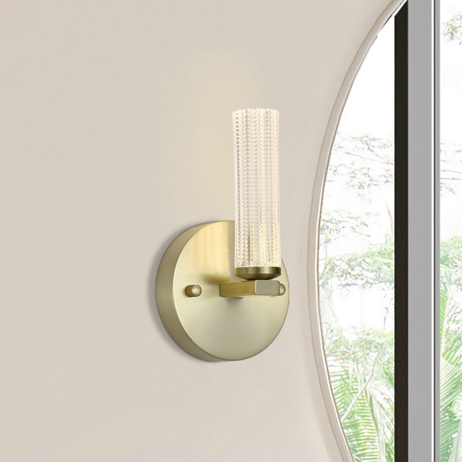 Searchlight Aplică LED pentru baie Aberdeen înălțime 24 cm metal de culoare alamă - alamă satinată transparentă