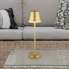 Lámpara LED solar de metal dorado, altura 41 cm, IP44