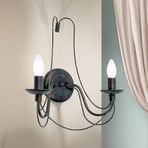 Wandlamp Vela, 2-lamps, zwart-groen antiek