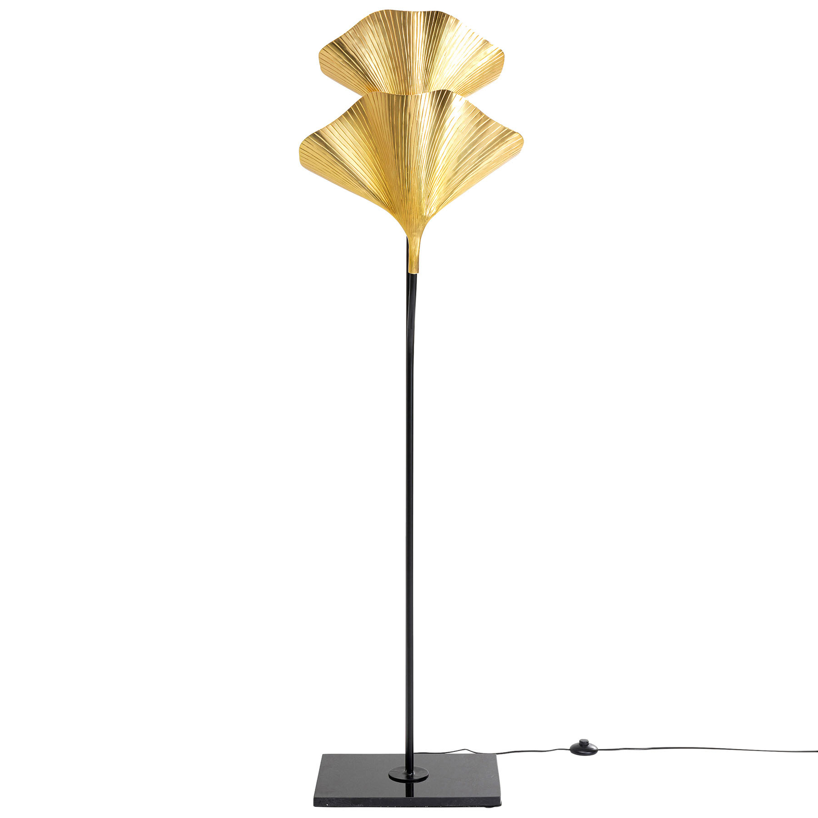 KARE Gingko Due lampa stojąca ze złotymi liśćmi