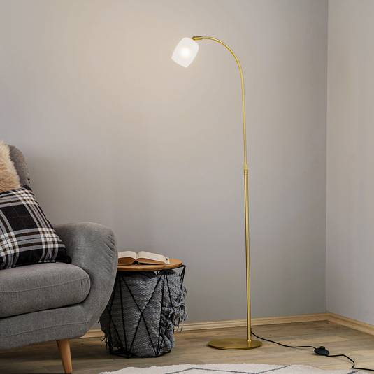 Lucande Taylan lampe sur pied fer abat-jour verre | Luminaire.fr