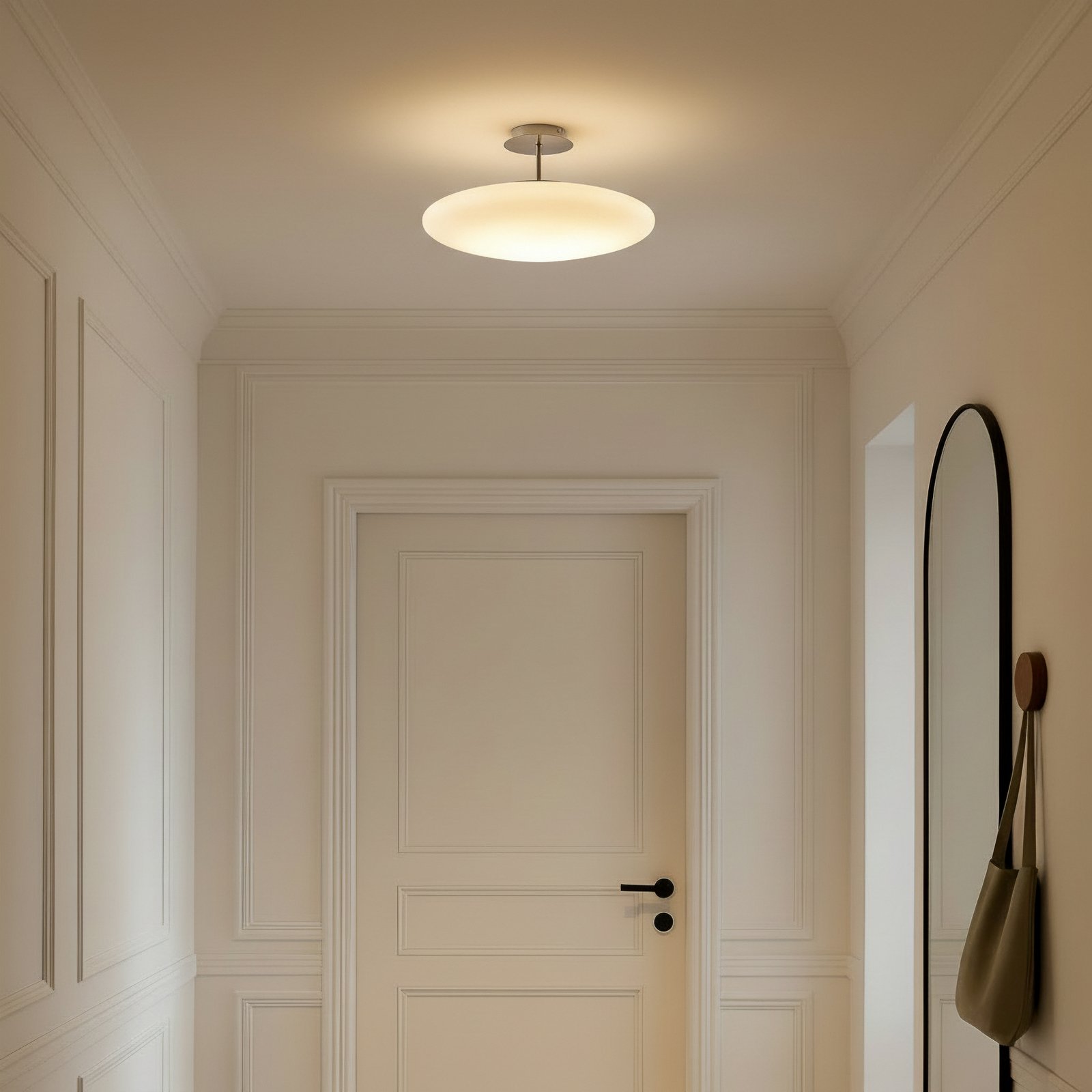 Lindby Plafoniera LED Gunda, bianco, vetro, Ø 48 cm, dimmerabile