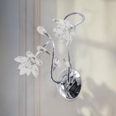 Aplique de pared Ninfea en cromo con flores de cristal
