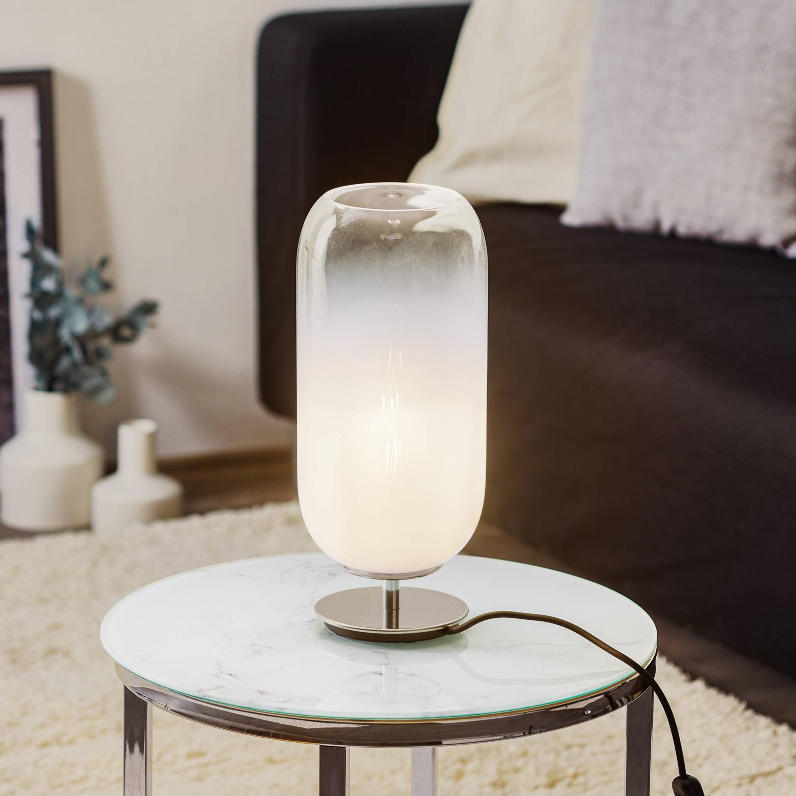 Artemide Gople Mini stolová lampa biela/strieborná