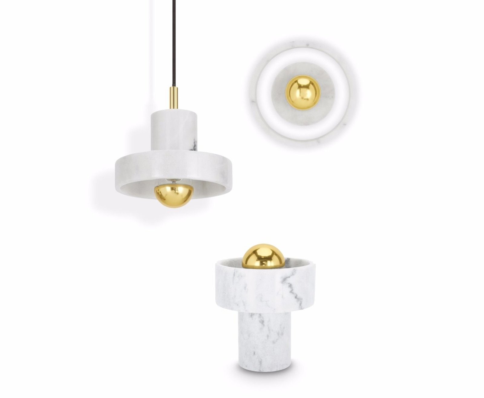 Stone Lustră Pendul White/Gold - Tom Dixon