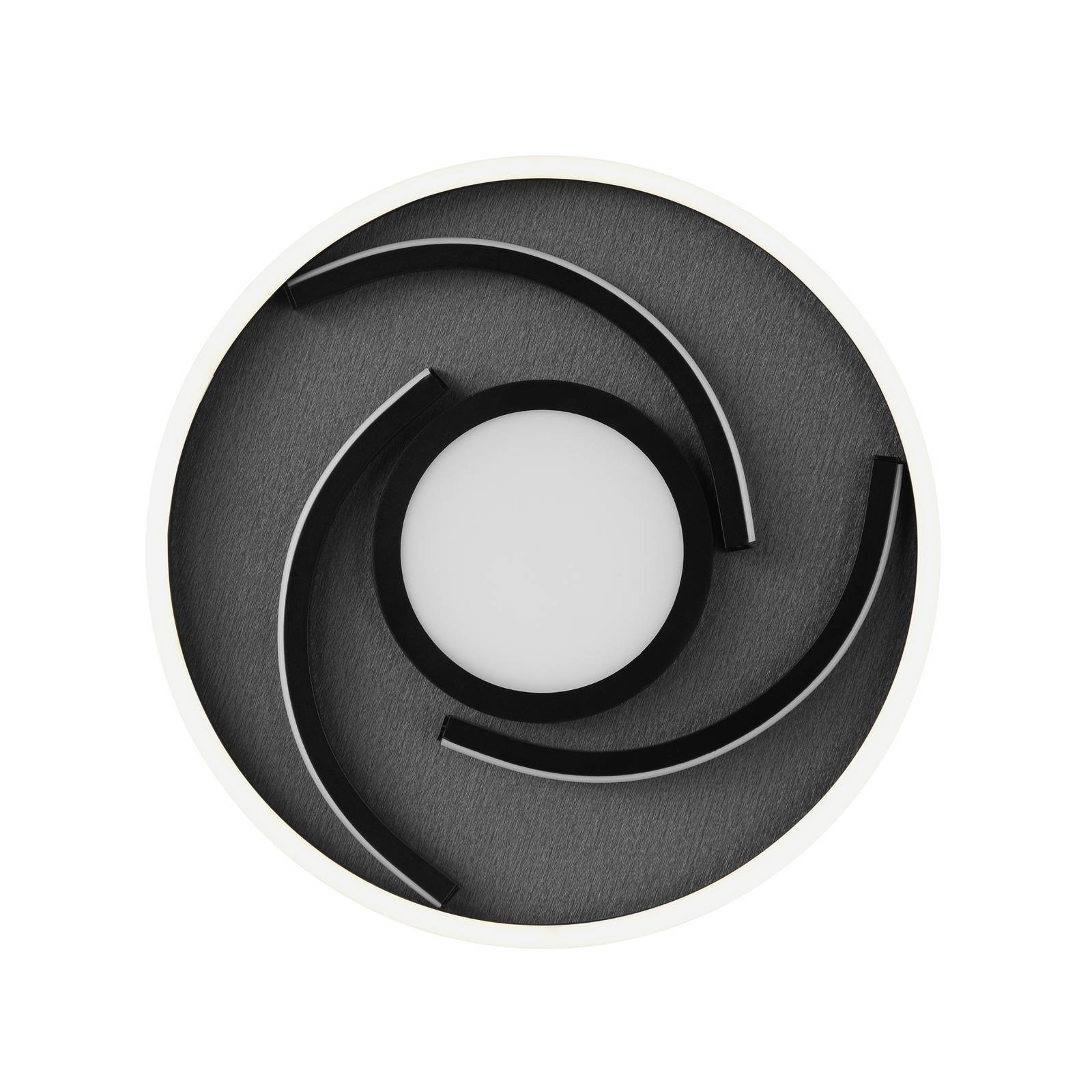 LED-Deckenlampe Hardy, Ø 35 cm, schwarz matt, Metall/Stoff günstig online kaufen