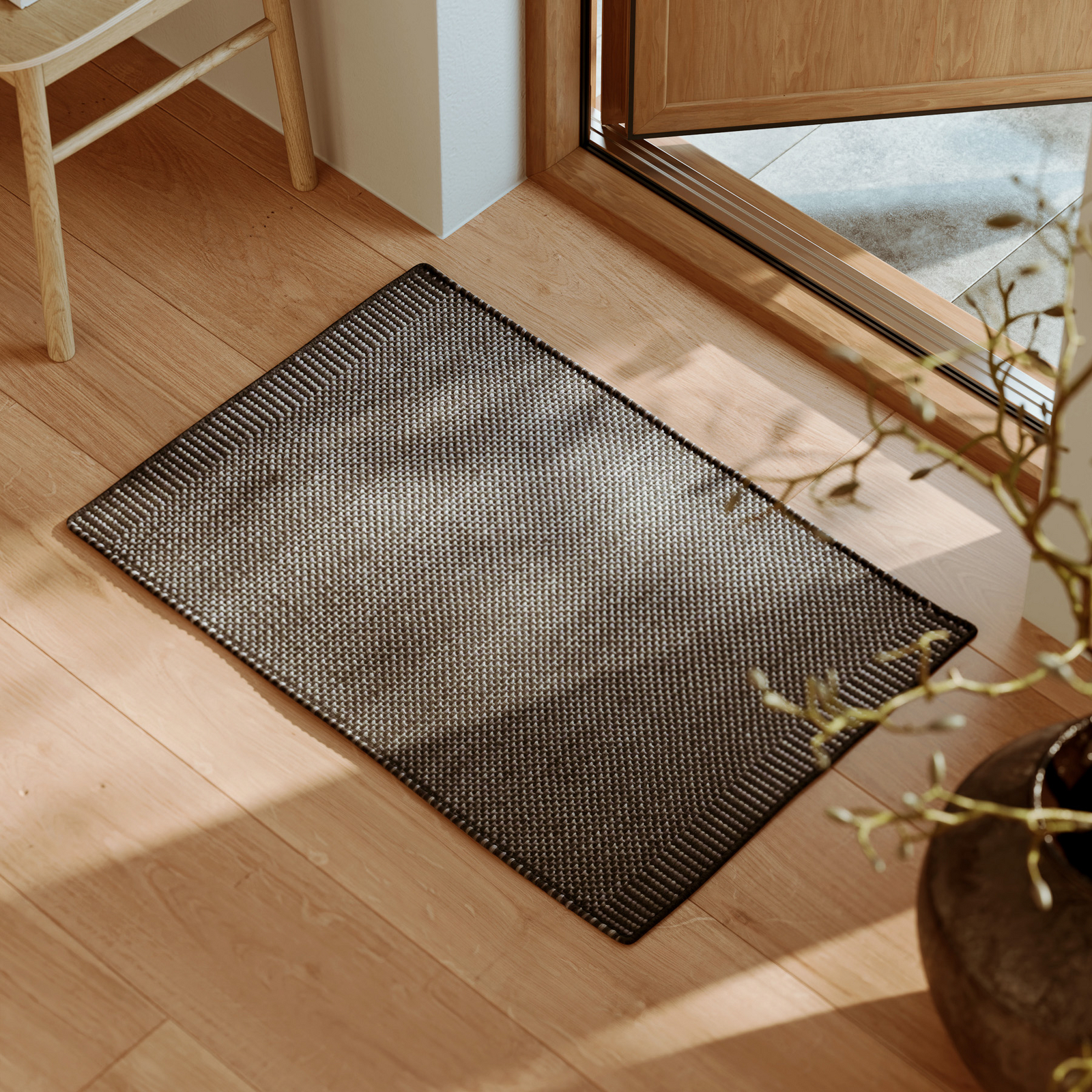 Rombo Türmatte, grau, 60 x 90 cm, Wolle/Jute - Woud