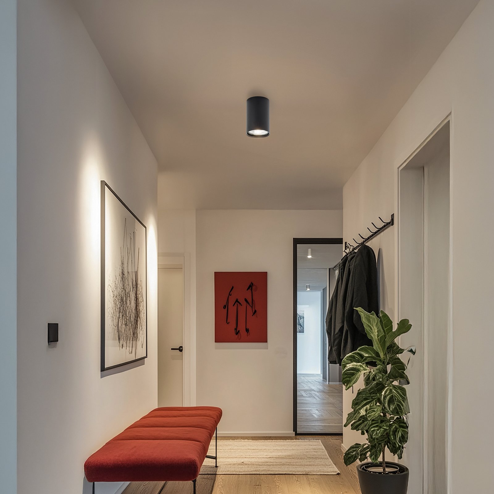 Spot pour plafond Tubo Ø 12 cm, noir