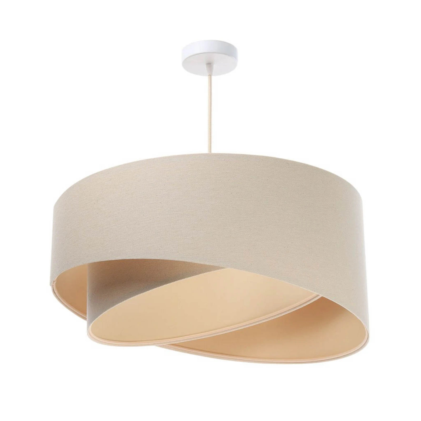 Boho hanglamp, crème/beige, Ø 50 cm, hoogte 23 cm, linnen