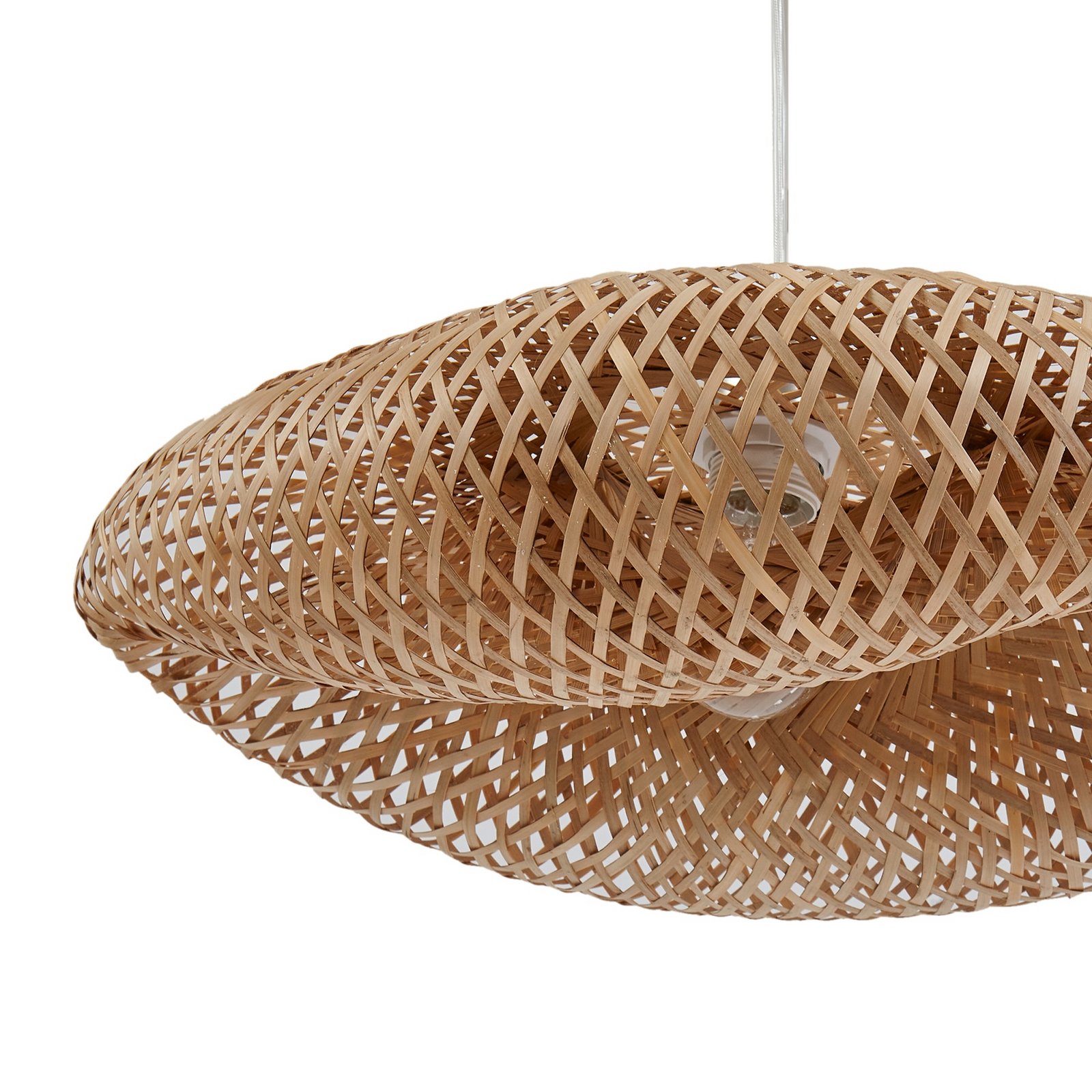 Lindby pendant light Eleane, bamboo, natural, Ø 50 cm