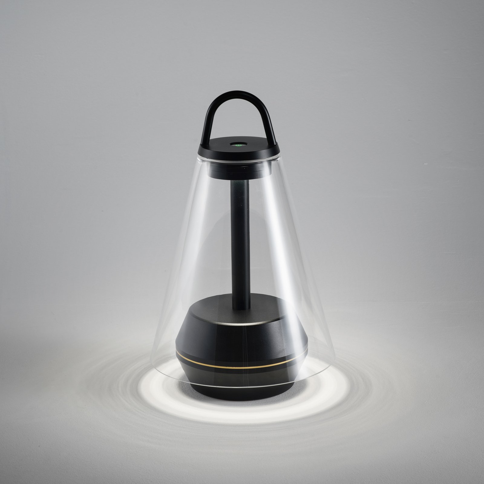 Prandina Shuttle stolová lampa čierna, sklo opál