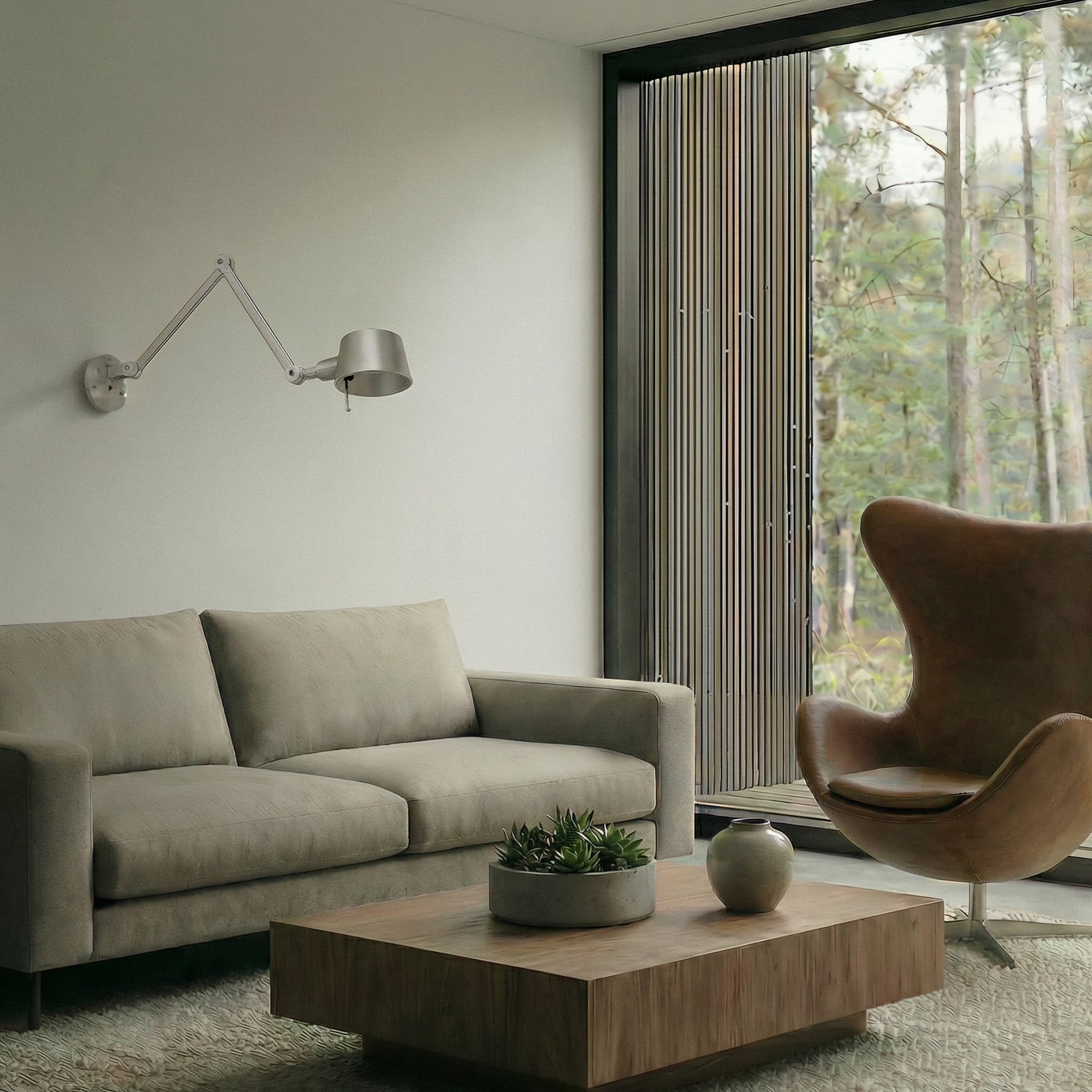 Silka Candeeiro de parede, níquel acetinado, ajustável, 91 cm, E27 - Lucande