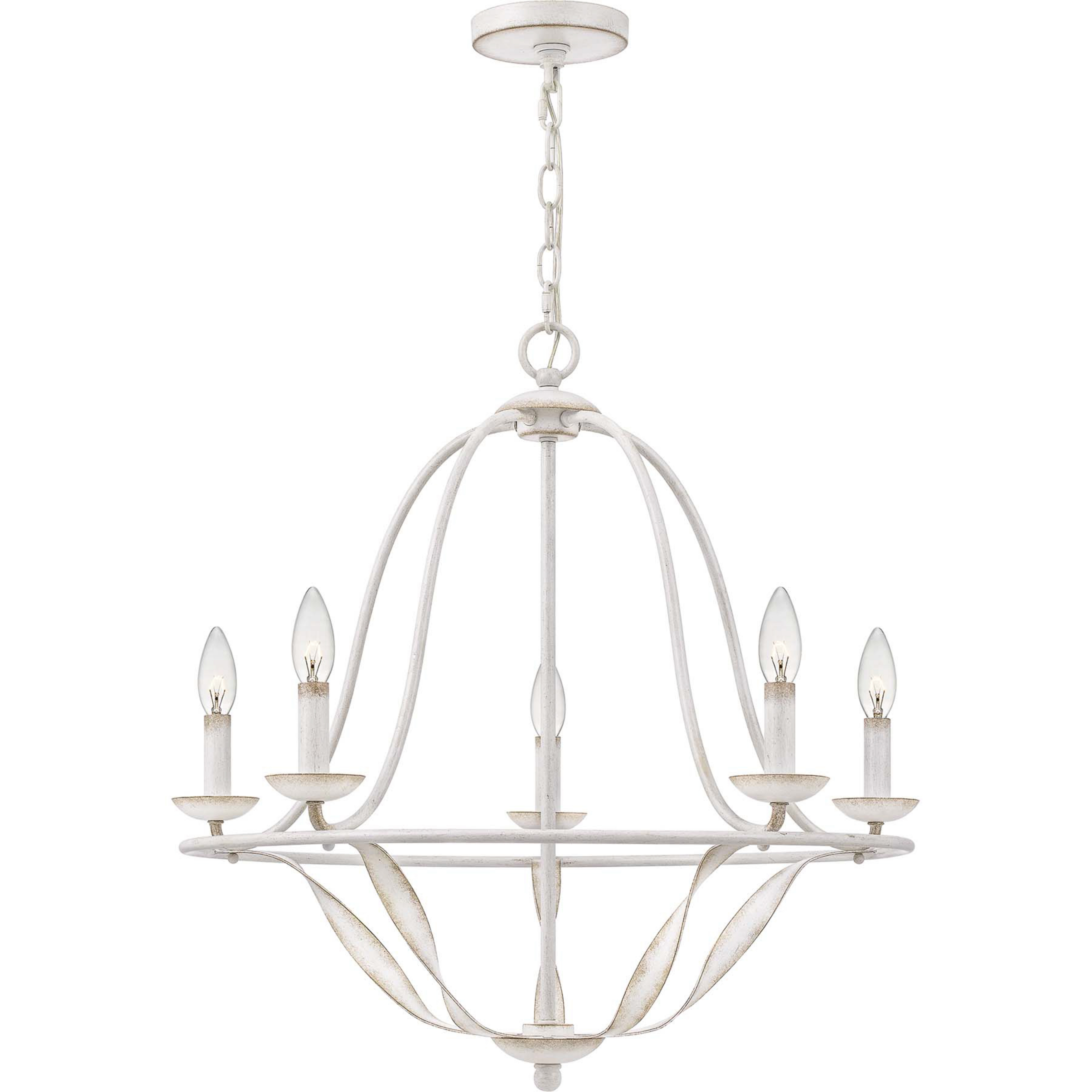 Lustre Bradbury 5, cinco luzes, branco