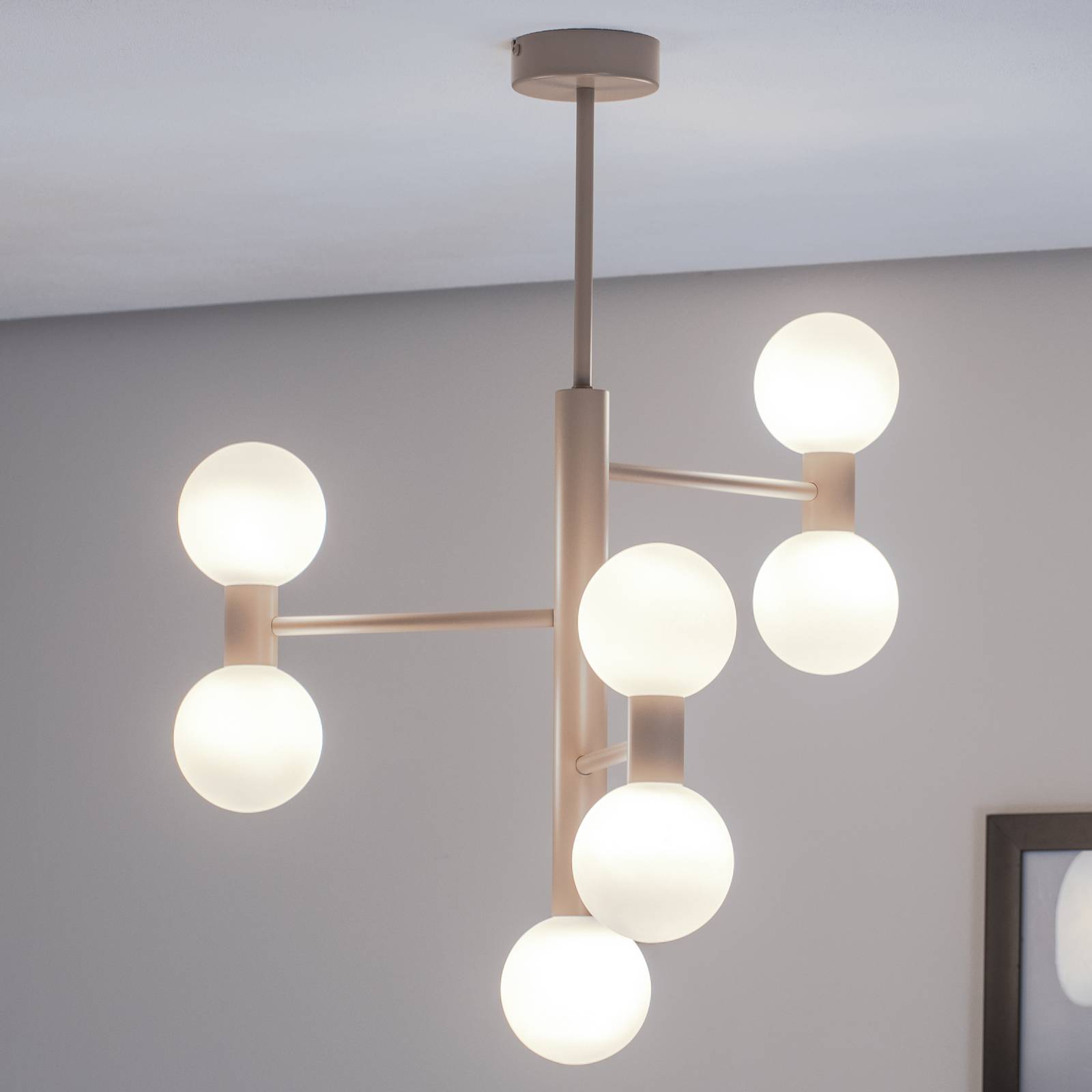 Deckenleuchte Flare 7, beige, 7-flammig, Glas, Metall günstig online kaufen