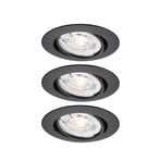 Paulmann indbygningsspot BASE sort 9 cm 4,9 W 827, drejelig, 3-trins dæmpbar