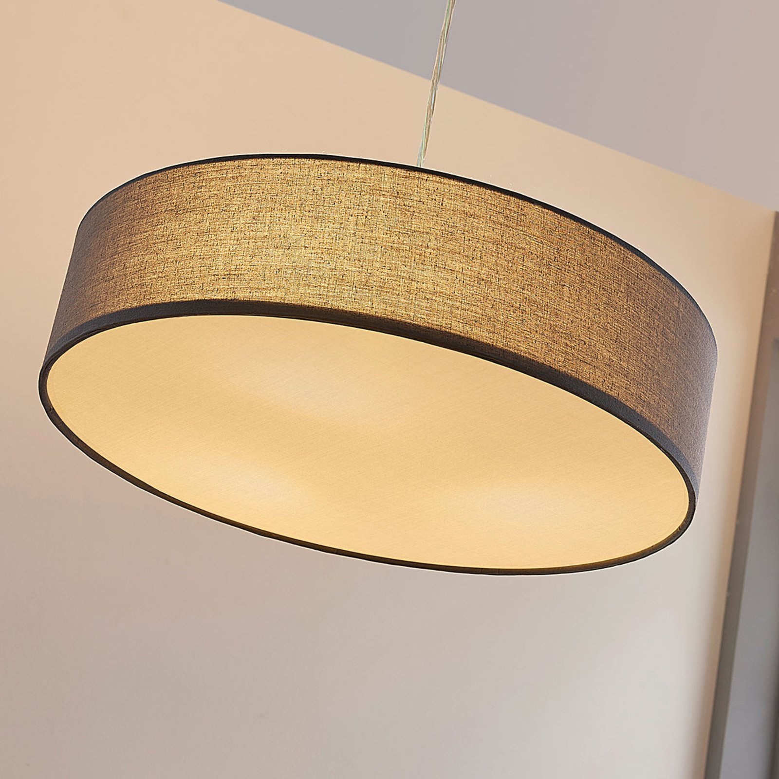 Lámpara colgante Sebatin para E27-LED, 50 cm, gris