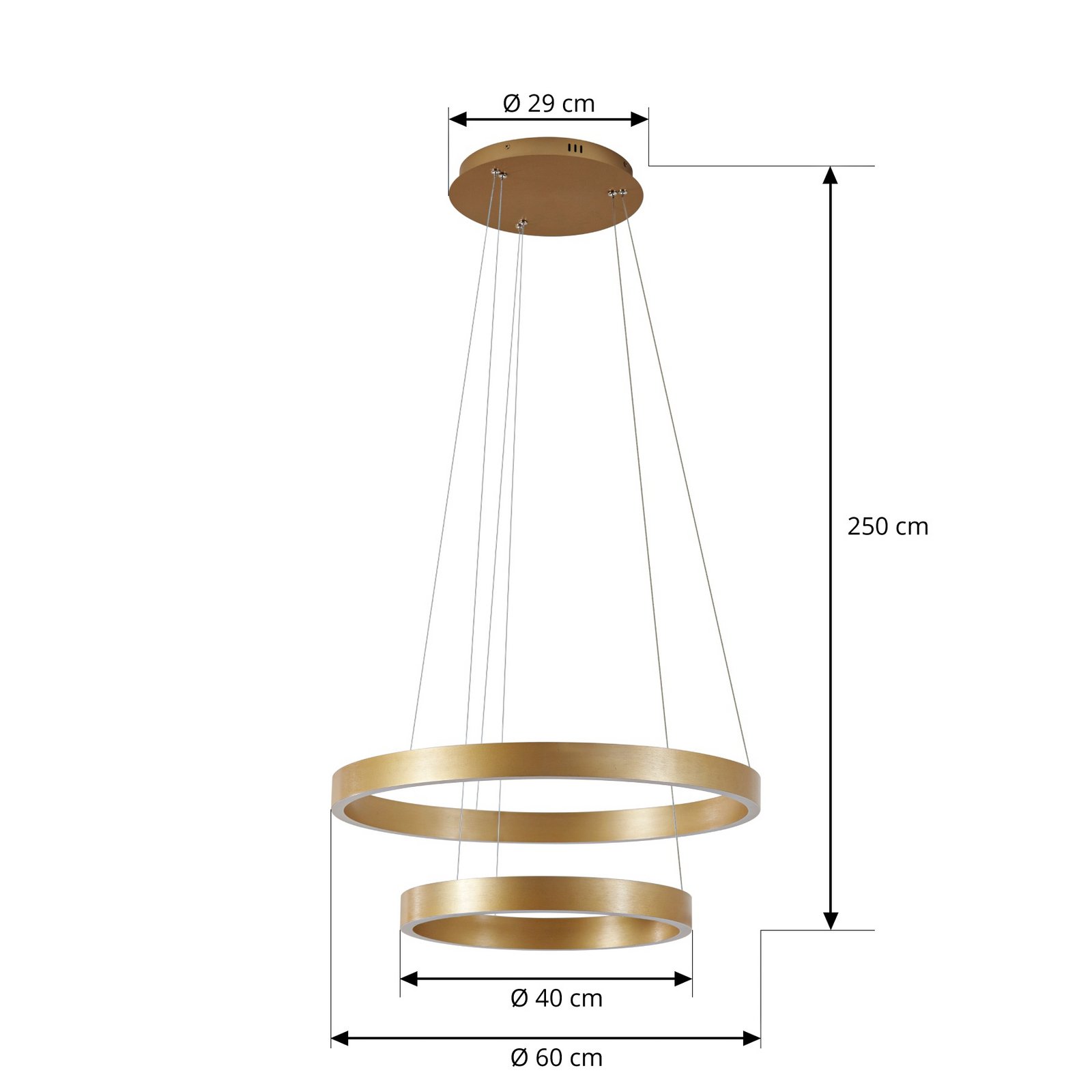 Yonam LED hanglamp, Ø 60 cm, 2-lamps, goud, CCT - Lucande Yonam LED hanglamp, Ø 60 cm, 2-lamps, goud, CCT - Lucande