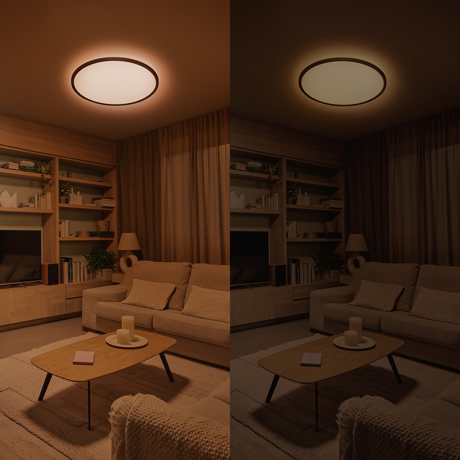 Plafón LED Superslim de Philips, negro, CCT, atenuable