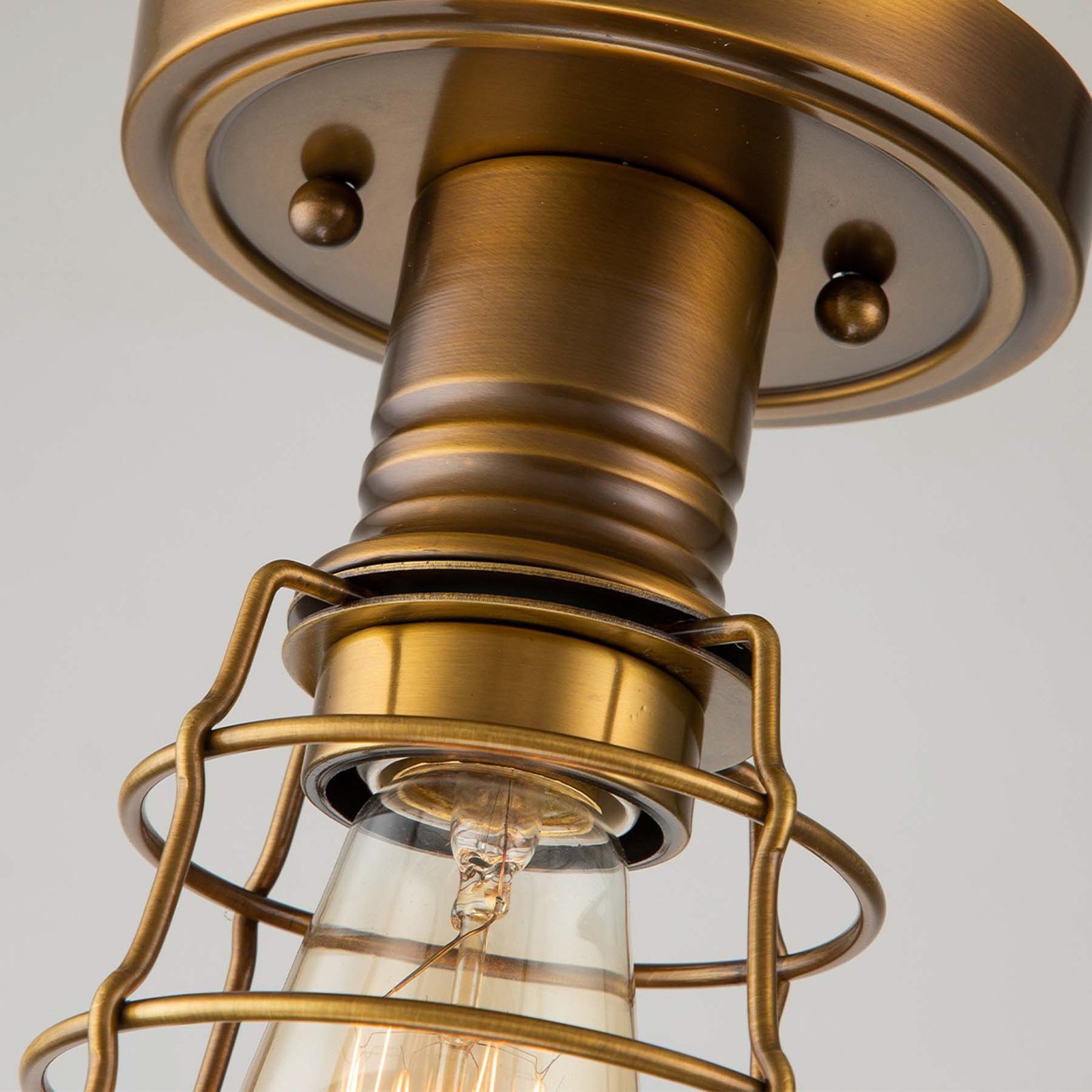 Stropna svetilka Mixon s kovinsko kletko, antična medenina