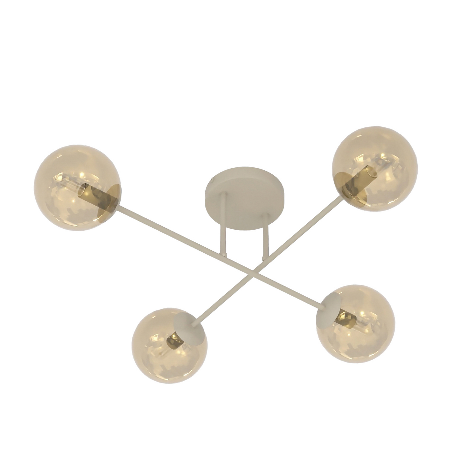 ROMA ceiling light, beige, length 75 cm, 4-bulb, glass/metal ROMA ceiling light, beige, length 75 cm, 4-bulb, glass/metal