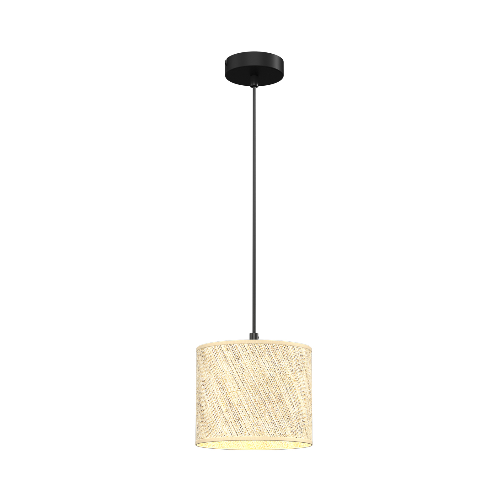 Suspension Jovin à un abat-jour rotin, Ø 18 cm