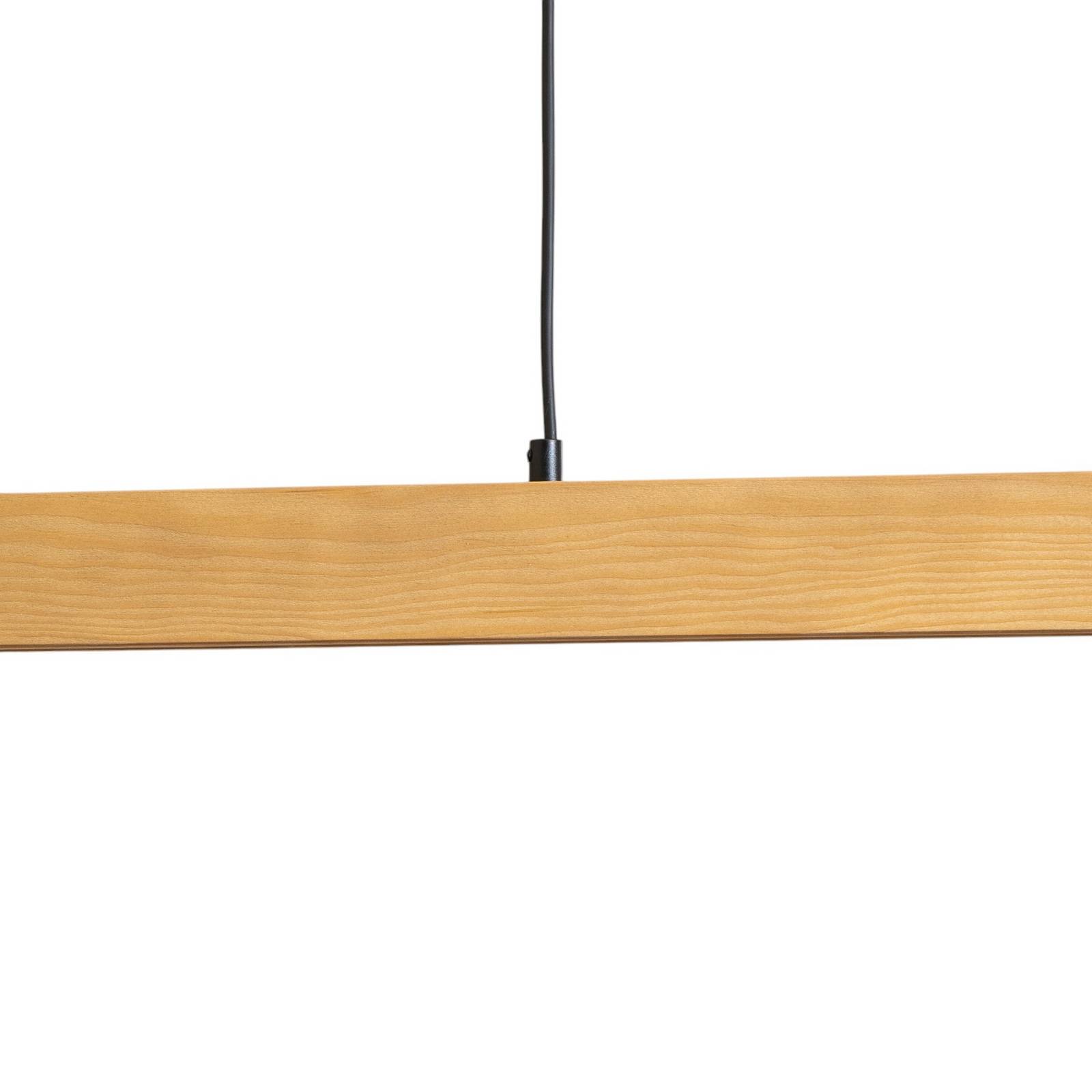 Lampa wisząca LED Teo, sosna, 126 cm, ściemniacz dotykowy