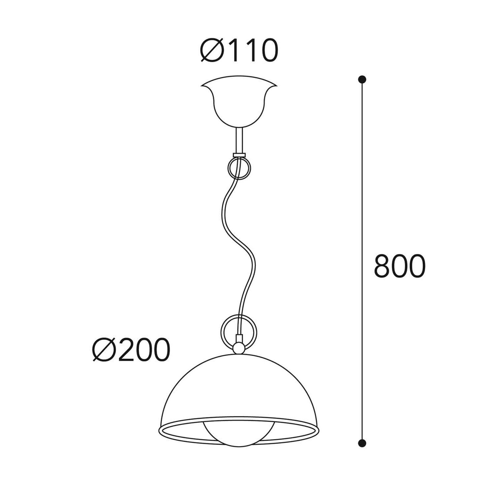 Кръгла висяща лампа злато / античен месинг, Ø20cm