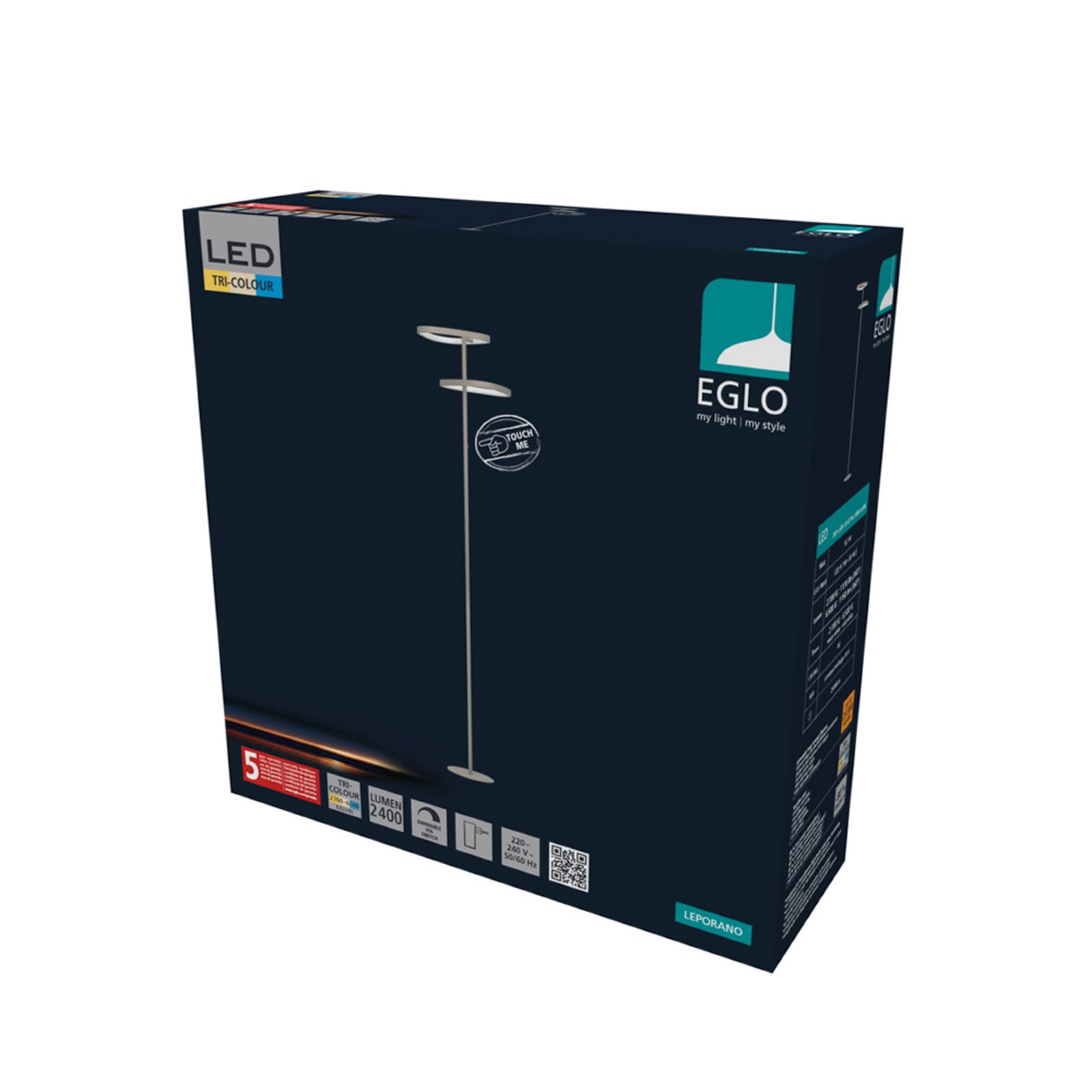 EGLO LEPORANO LED podna lampa, bež, visina 160 cm, 2 sjenila, CCT