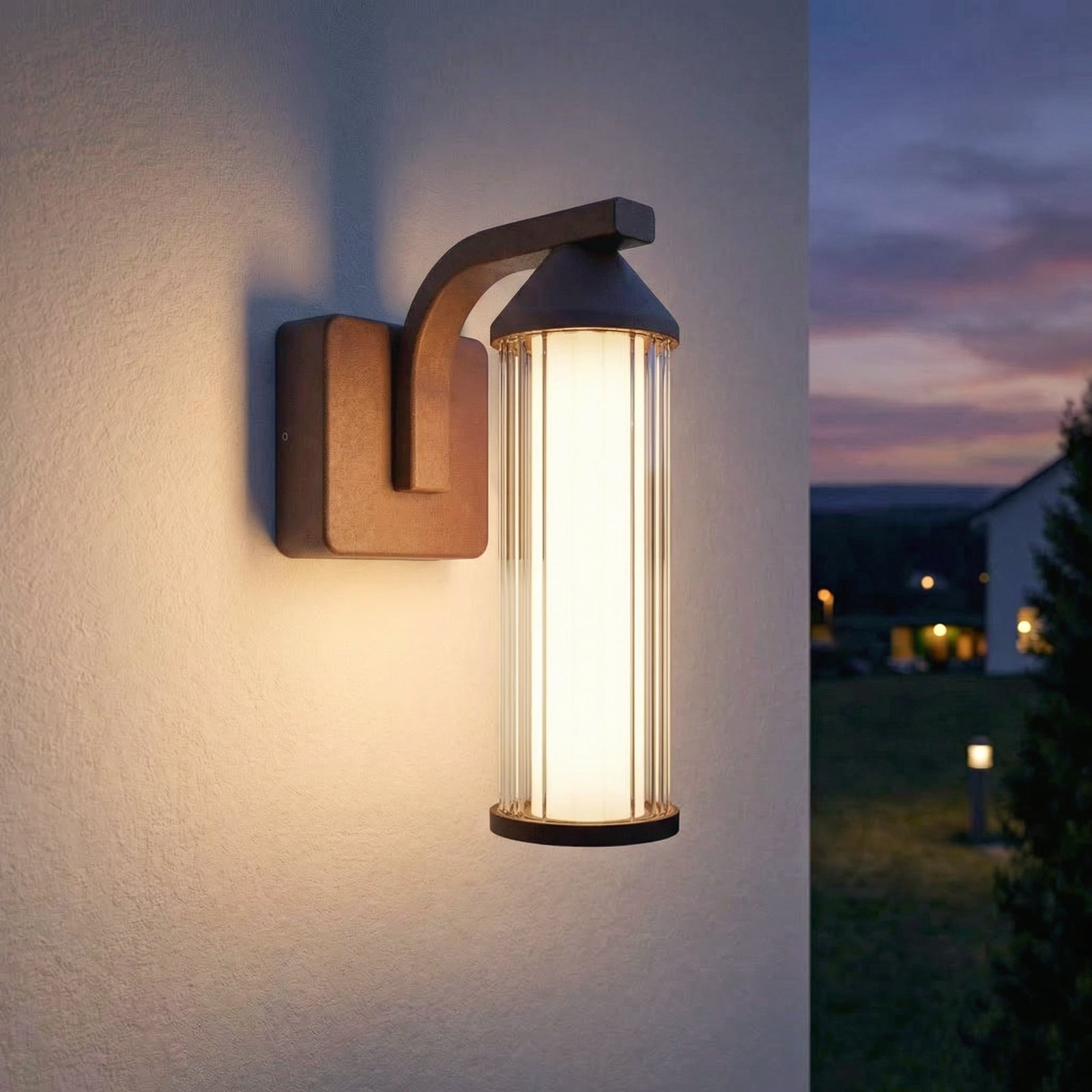 Lindby LED outdoor wall light Neravio, rust, height 26 cm, IP54