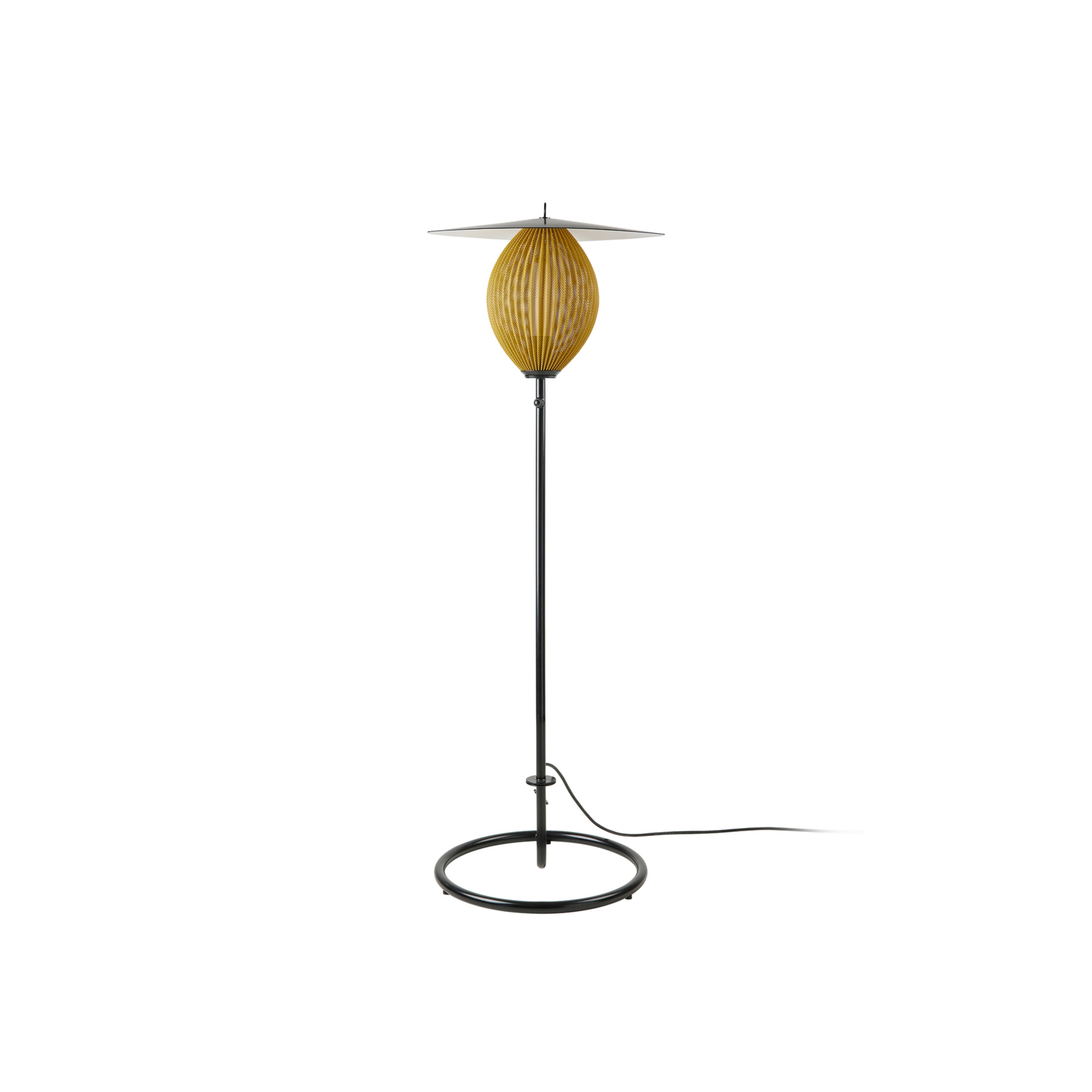 GUBI lampadaire d'extérieur Satellite, IP65, noir/or moutarde