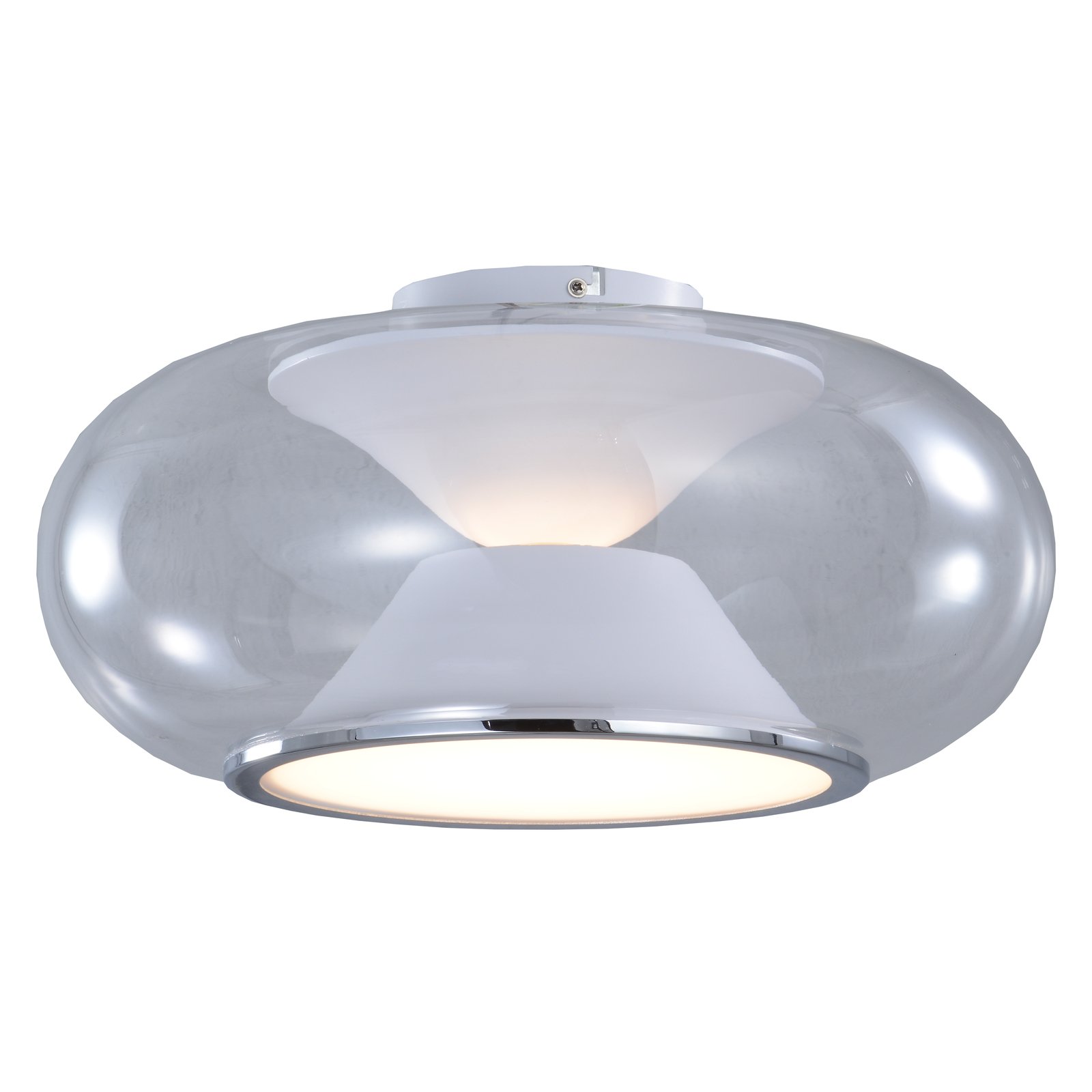 Lucande Orasa LED mennyezeti lámpa, üveg, fehér/tiszta, Ø 43 cm