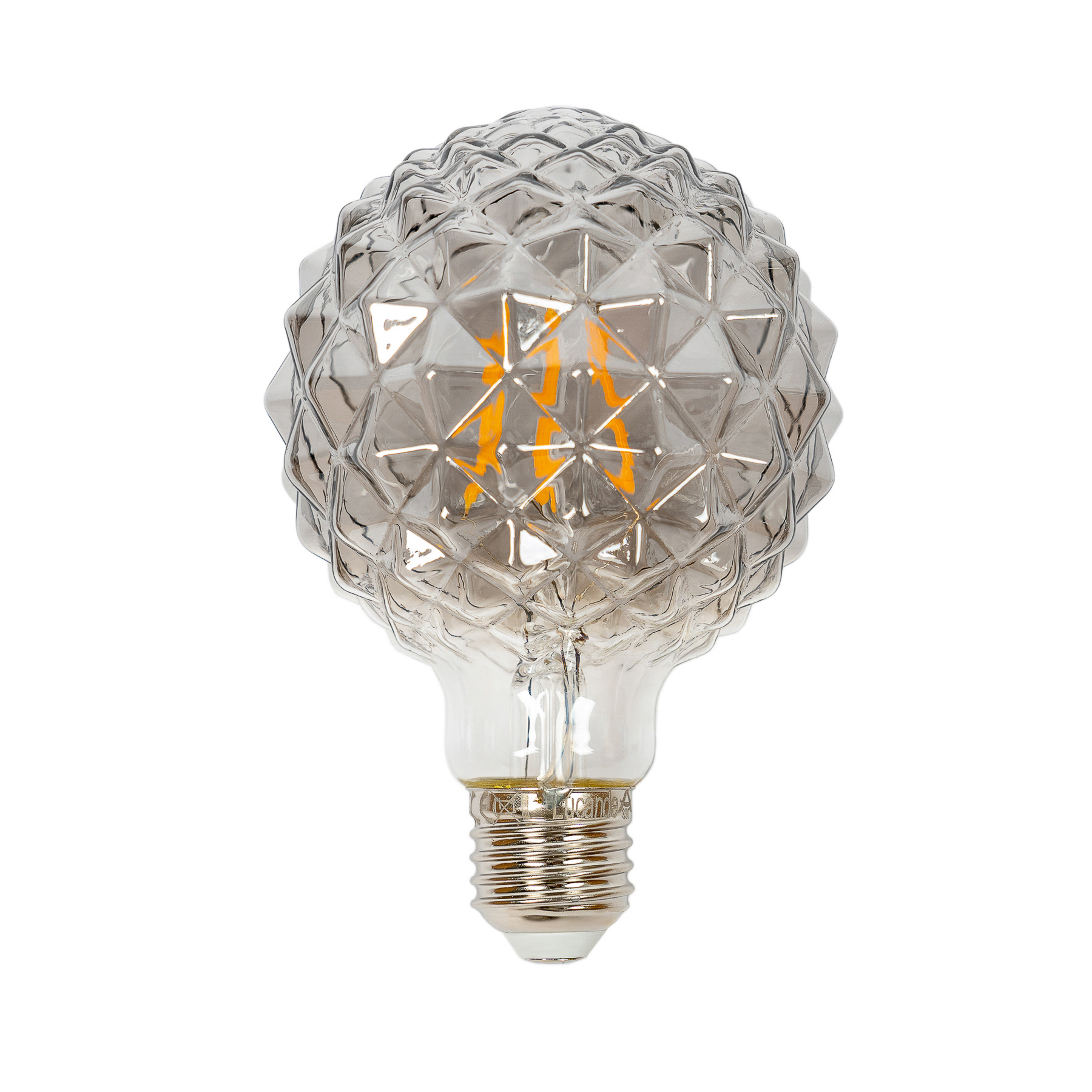 Ampoule globe LED Lucande G95, E27 3,8 W, 1800 K, structure, fumée