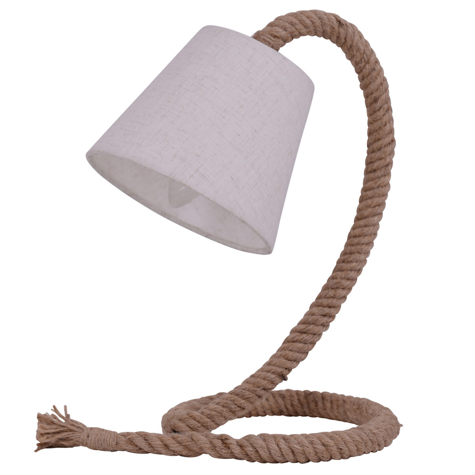 Stolna lampa od užeta s tekstilnim sjenilom i prirodnim užetom