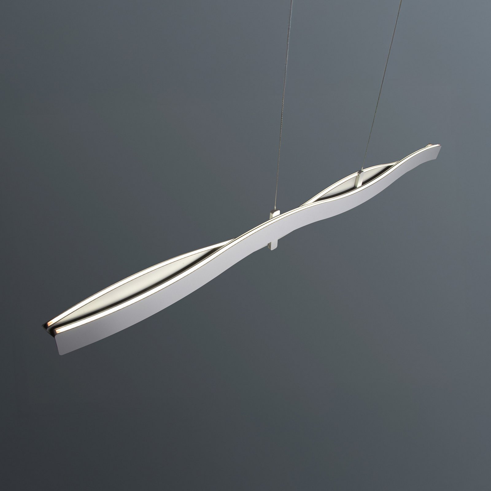 Lampada LED a sospensione Swing di Bopp, colore alluminio, lunghezza 120 cm