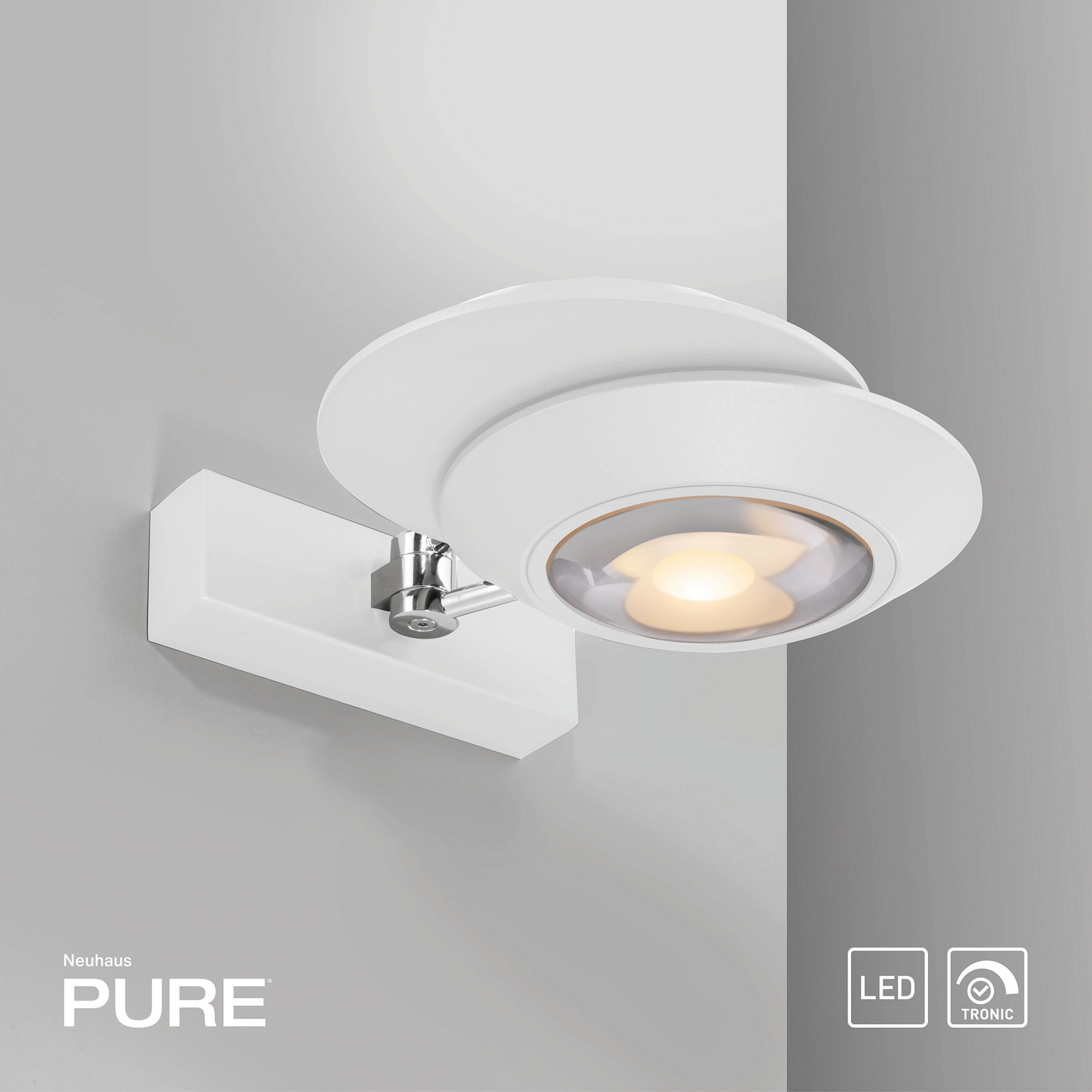 Aplică LED PURE Oculis, albă, 30 cm, fier/sticlă, 2 becuri.