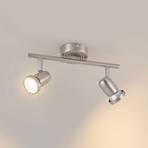 ELC Simano LED plafondspot, nikkel, 2-lamps