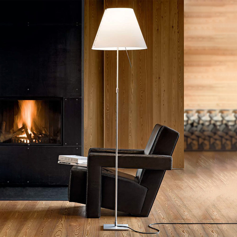Luceplan Costanza lampadaire, dimmable, alu/blanc