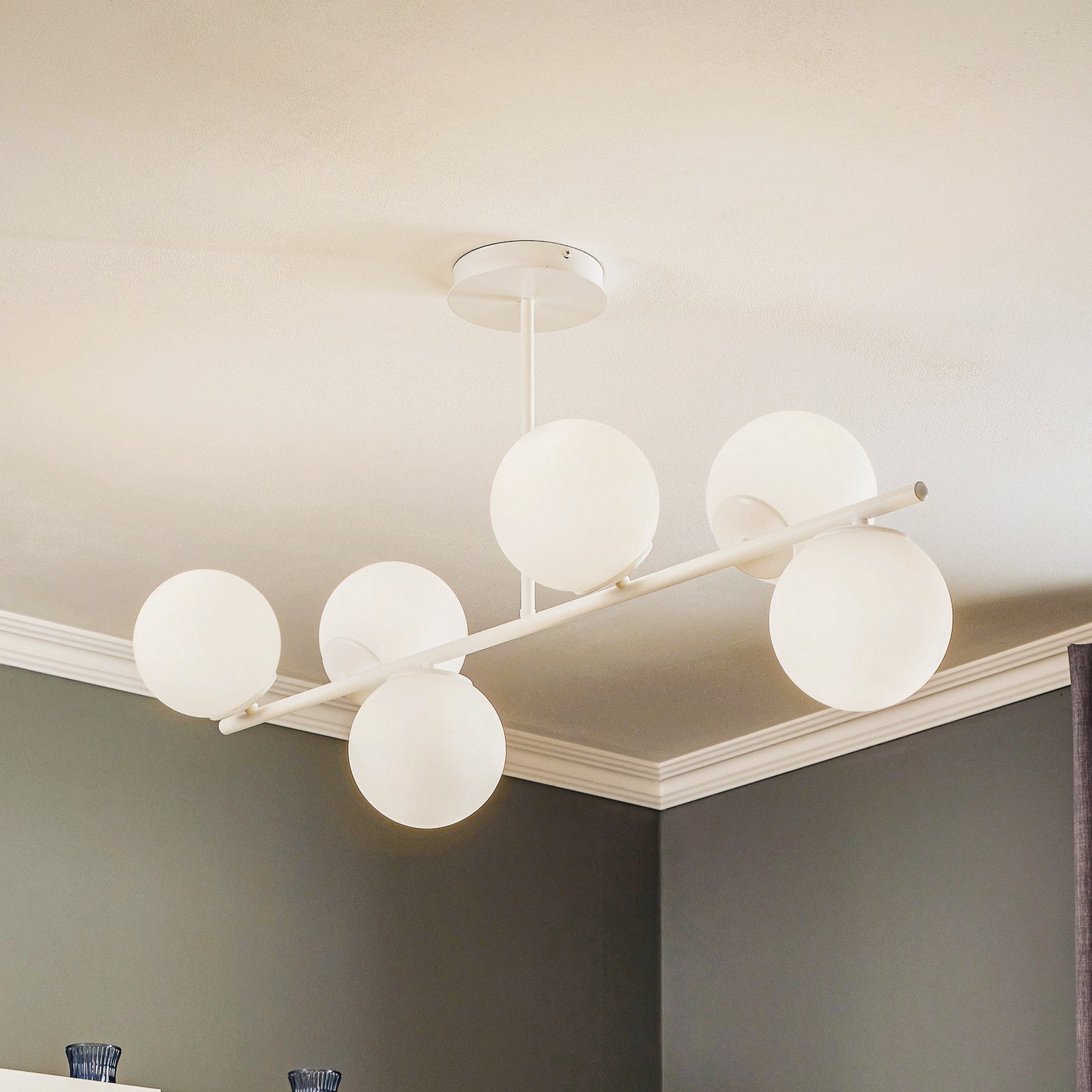EMIBIG LIGHTING Plafonieră Kabo 1 braț alb 6 becuri - Camera de zi / sufragerie - modern - Sticlă