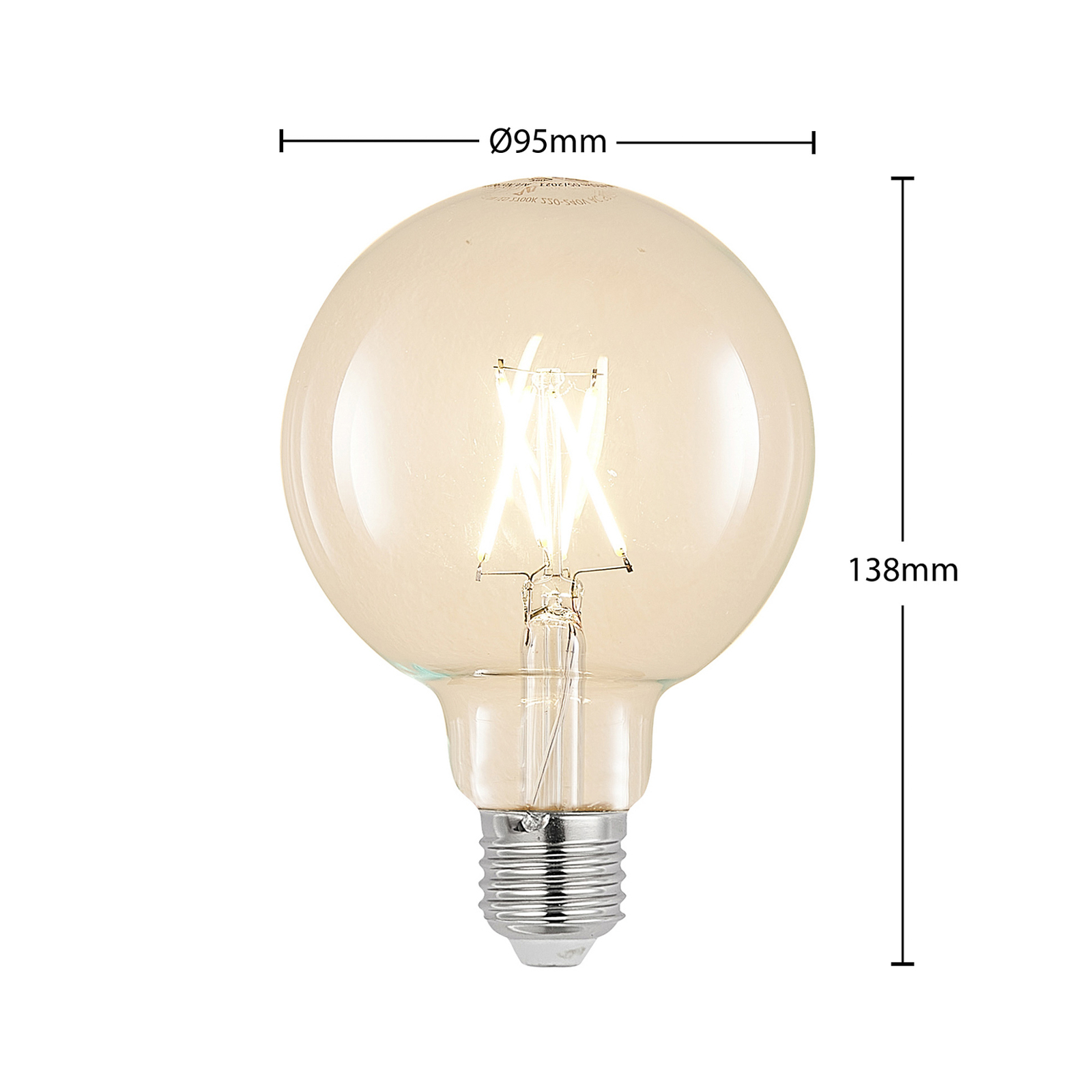 LED lempa E27 4W 2700K G95 Globe skaidri, 3 vnt