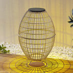 Lindby Josina LED solar lantern, rattan style