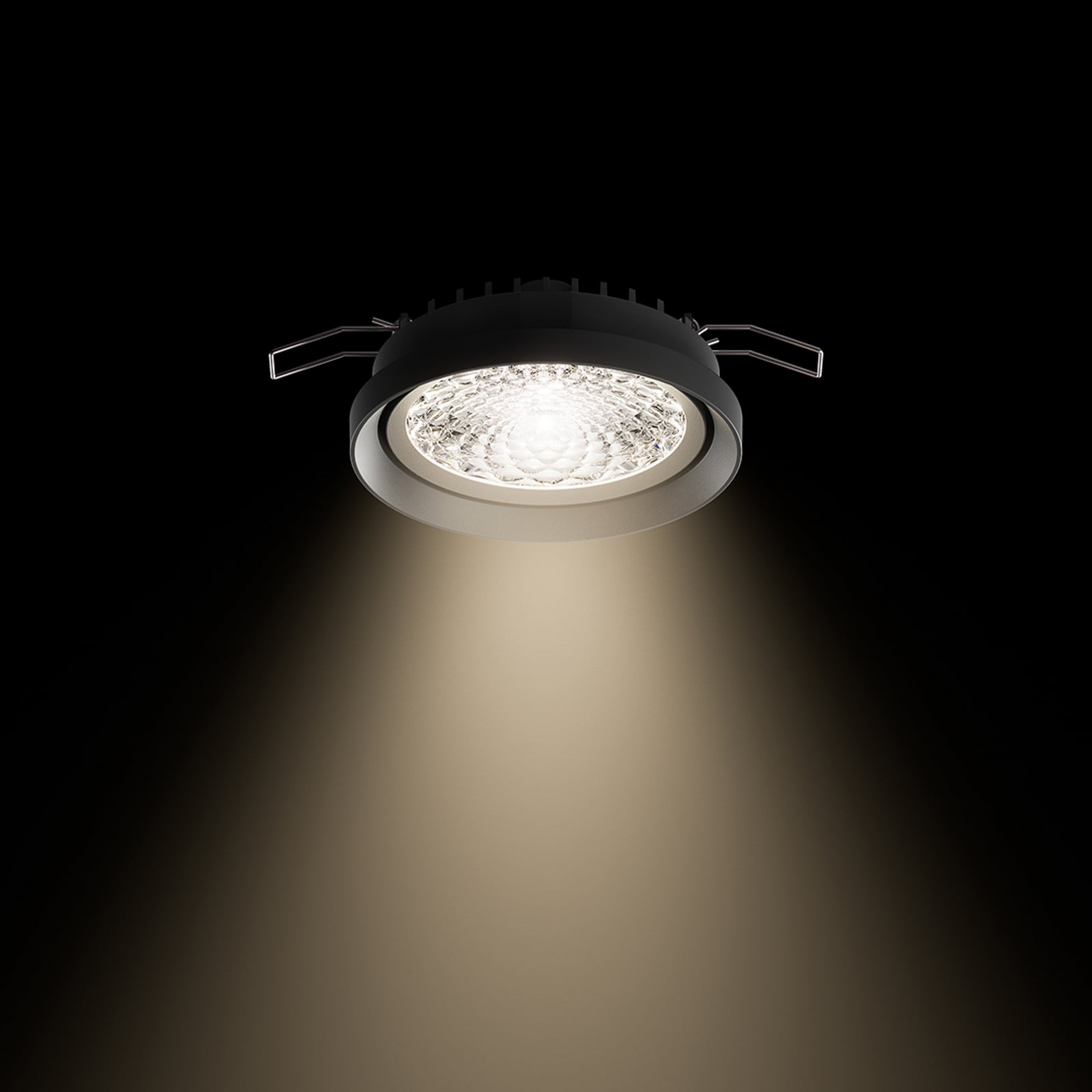 Spot encastré LED Nivo, noir, 50°, 11 cm, fixe, à intensité variable - Sigor