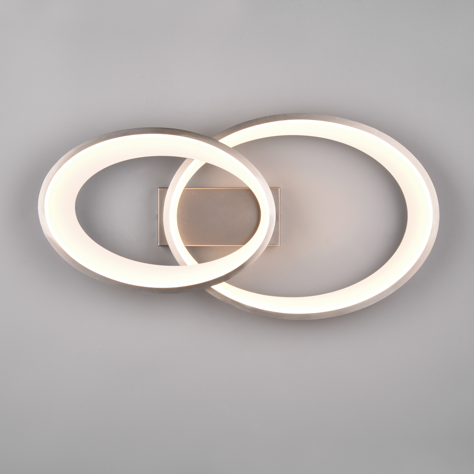 LED plafondlamp Malaga met 2 ringen, mat nikkel