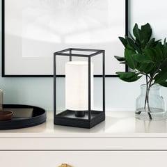 Gilli bordlampe, sort/hvid, hør, metal, højde 29 cm