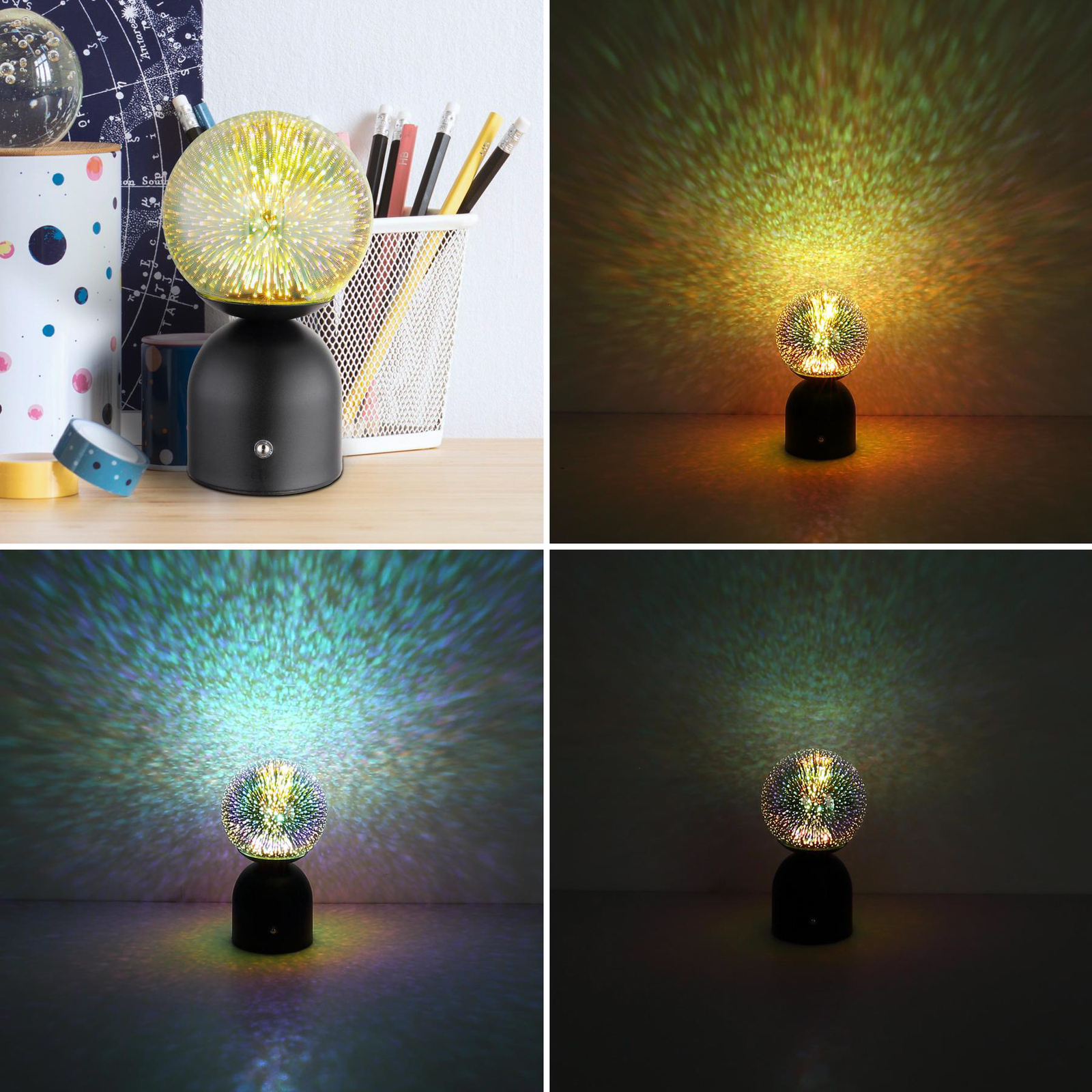 Julsy lámpara de mesa LED recargable, negra, 3D, altura 21 cm, CCT