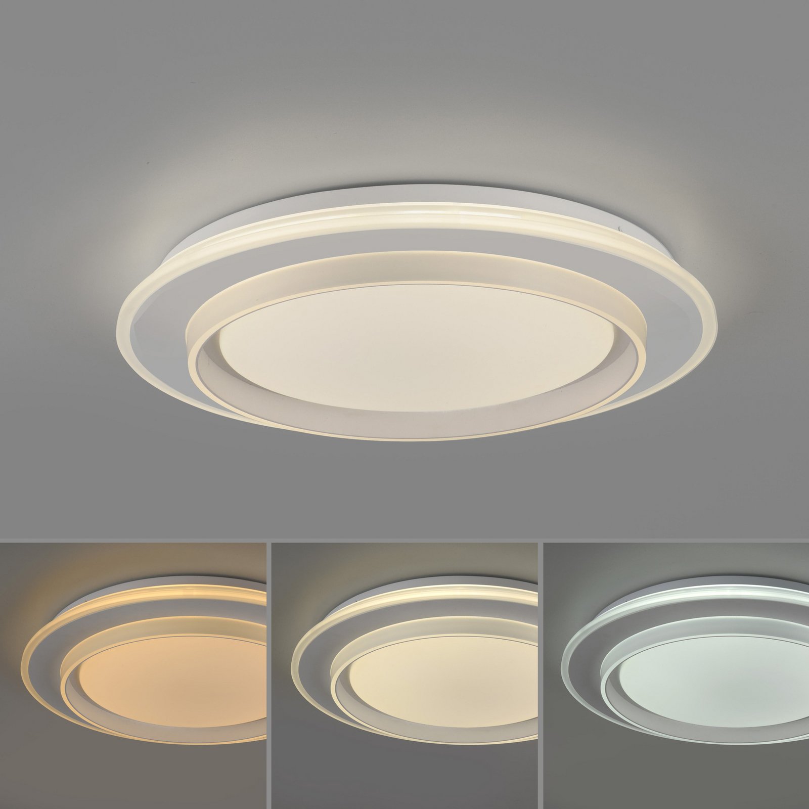 JUST LIGHT. LED plafondlamp Lago Ø 40 cm wit Afstandsbediening