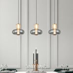 Żyrandol LED Sire, długość 92 cm, szkło dymne/brązowe, 3-punktowa.