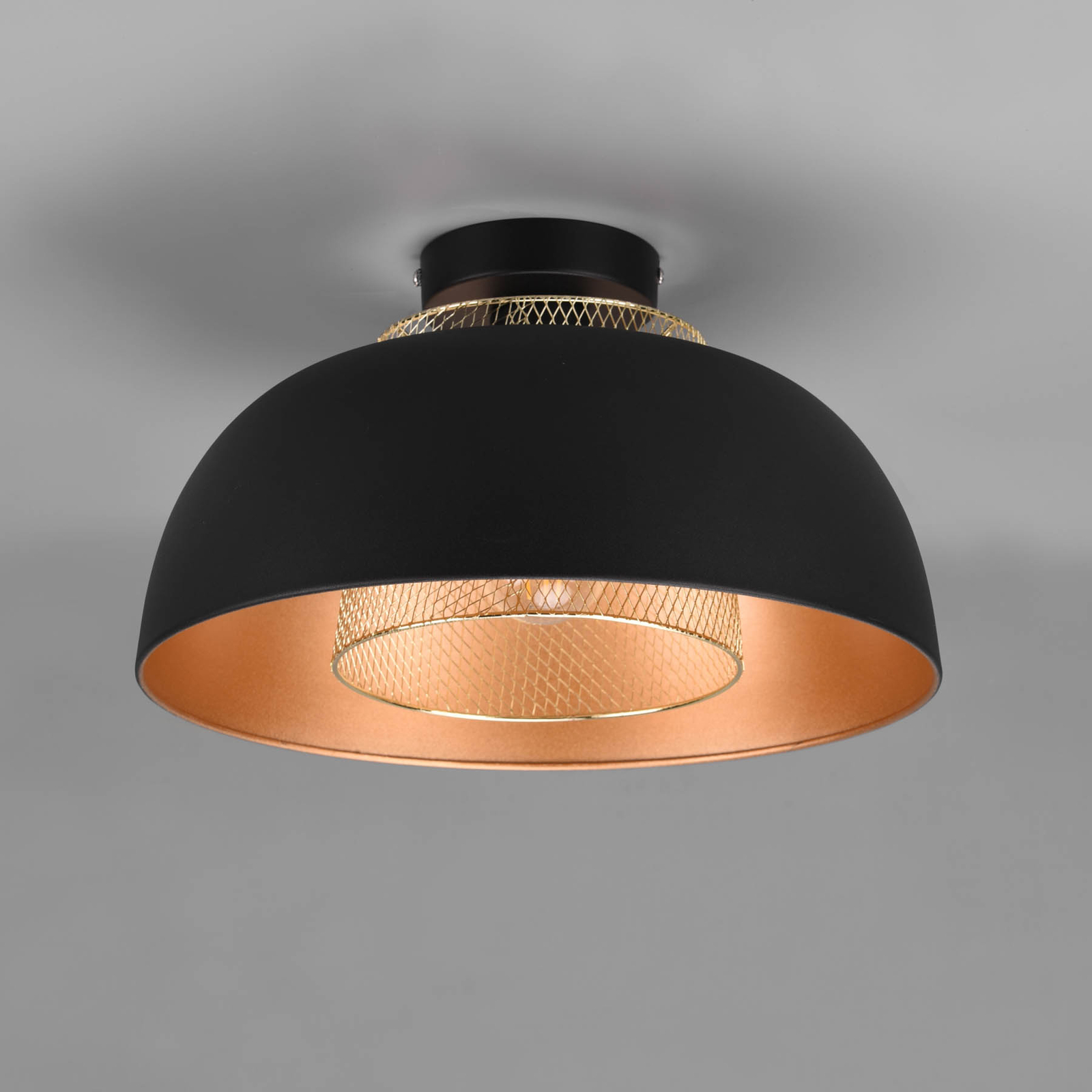 Plafondlamp Punch, zwart/goud, Ø 35 cm