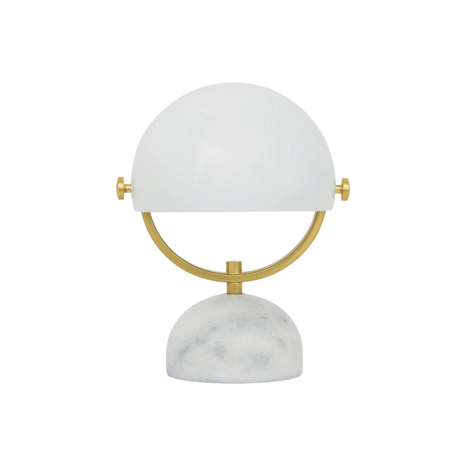 Lámpara de mesa Lowe, base de mármol, blanco/latón