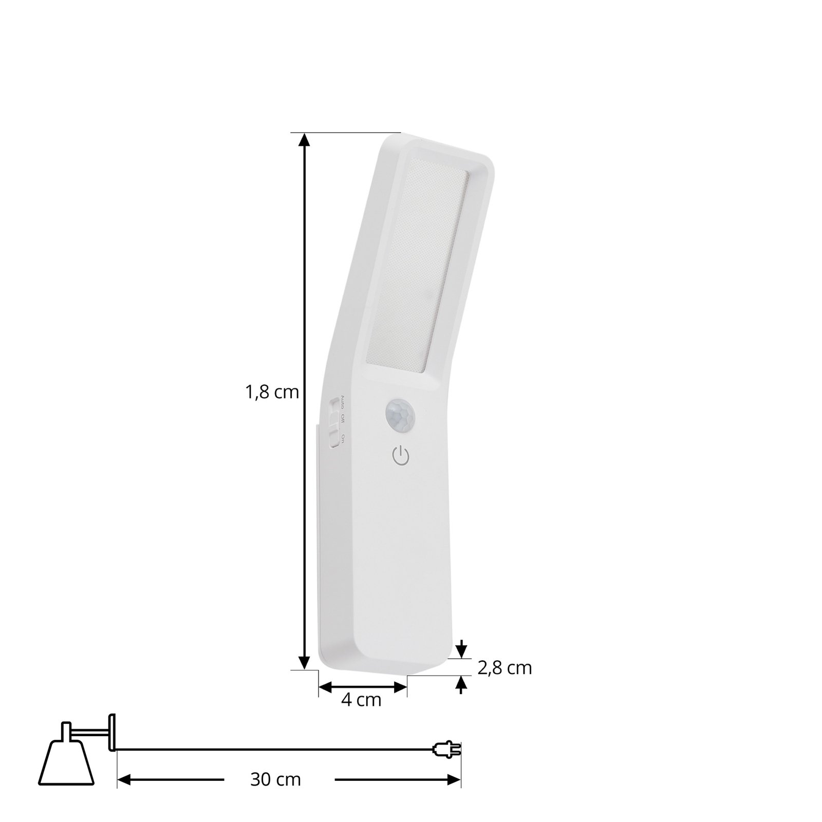 Lindby LED-vägglampa Taska, vit, plast, sensor